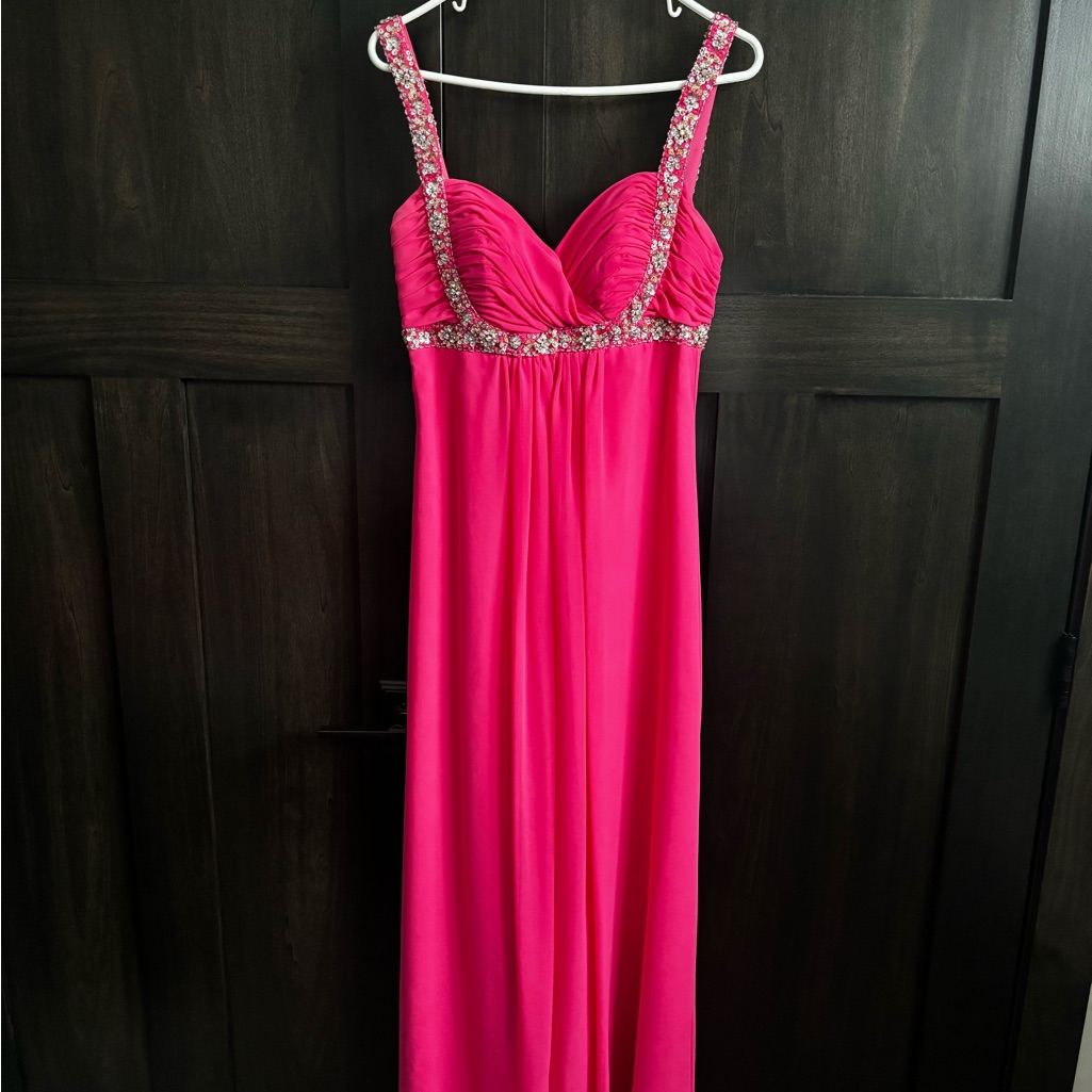 Elegant Pink Evening Gown With Embellished Straps